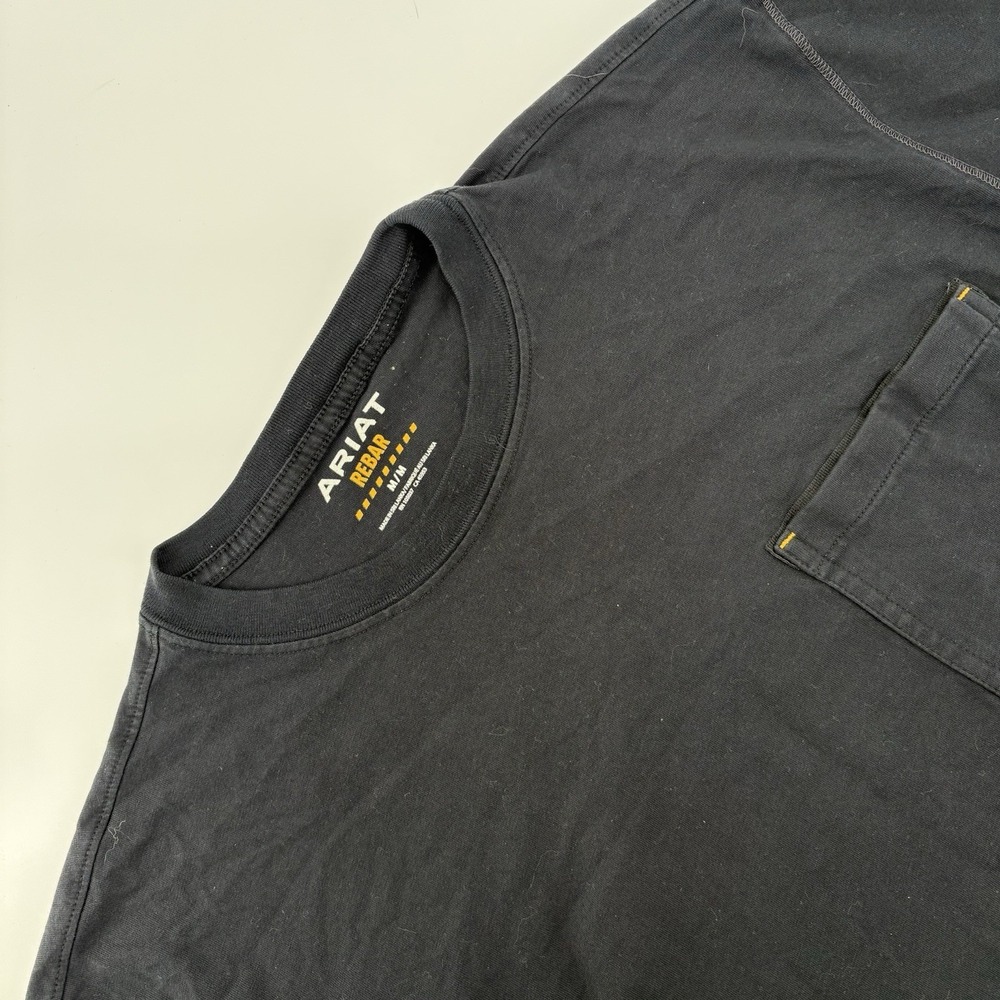 Ariat Rebar Workman Reflective Flag Shirt Mens Med Black Pocket T Short‎ Sleeve